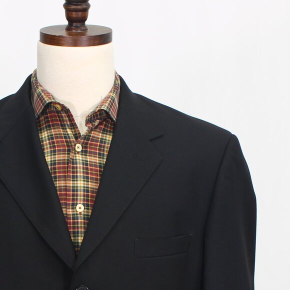 Louis Dell' Olio 41R Black Blazer Sport Coat Jacket 3-Button Solid T929 - Picture 5 of 11